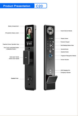 Wodoszczelny TTlock Tuya App Odcisk palca Kod karty Klucz Smart Door Lock