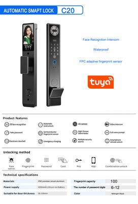 Wodoszczelny TTlock Tuya App Odcisk palca Kod karty Klucz Smart Door Lock